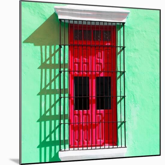 ¡Viva Mexico! Square Collection - Red Window in Campeche-Philippe Hugonnard-Mounted Photographic Print