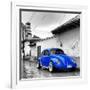 ¡Viva Mexico! Square Collection - Royal Blue VW Beetle Car in San Cristobal de Las Casas-Philippe Hugonnard-Framed Photographic Print