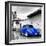 ¡Viva Mexico! Square Collection - Royal Blue VW Beetle Car in San Cristobal de Las Casas-Philippe Hugonnard-Framed Photographic Print