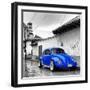 ¡Viva Mexico! Square Collection - Royal Blue VW Beetle Car in San Cristobal de Las Casas-Philippe Hugonnard-Framed Photographic Print