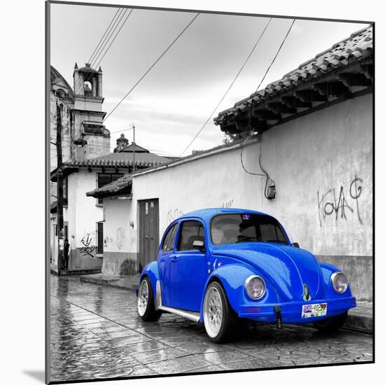 ¡Viva Mexico! Square Collection - Royal Blue VW Beetle Car in San Cristobal de Las Casas-Philippe Hugonnard-Mounted Photographic Print