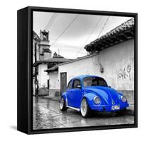 ¡Viva Mexico! Square Collection - Royal Blue VW Beetle Car in San Cristobal de Las Casas-Philippe Hugonnard-Framed Stretched Canvas