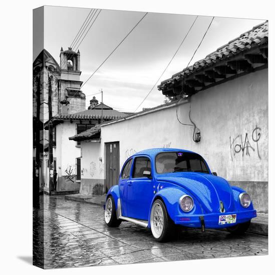 ¡Viva Mexico! Square Collection - Royal Blue VW Beetle Car in San Cristobal de Las Casas-Philippe Hugonnard-Stretched Canvas