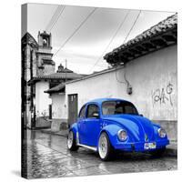 ¡Viva Mexico! Square Collection - Royal Blue VW Beetle Car in San Cristobal de Las Casas-Philippe Hugonnard-Stretched Canvas