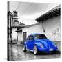 ¡Viva Mexico! Square Collection - Royal Blue VW Beetle Car in San Cristobal de Las Casas-Philippe Hugonnard-Stretched Canvas