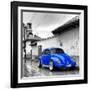 ¡Viva Mexico! Square Collection - Royal Blue VW Beetle Car in San Cristobal de Las Casas-Philippe Hugonnard-Framed Photographic Print