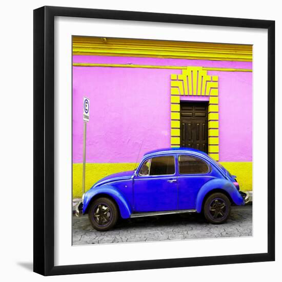 ¡Viva Mexico! Square Collection - Royal Blue VW Beetle - San Cristobal-Philippe Hugonnard-Framed Photographic Print