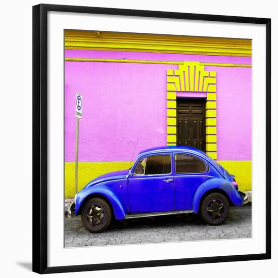 ¡Viva Mexico! Square Collection - Royal Blue VW Beetle - San Cristobal-Philippe Hugonnard-Framed Photographic Print