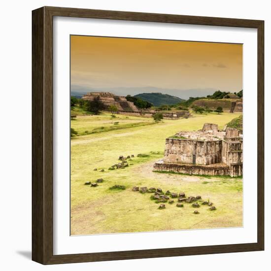 ¡Viva Mexico! Square Collection - Ruins of Monte Alban at Sunset-Philippe Hugonnard-Framed Photographic Print