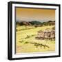 ¡Viva Mexico! Square Collection - Ruins of Monte Alban at Sunset-Philippe Hugonnard-Framed Photographic Print