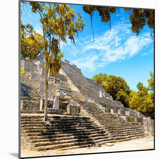 ¡Viva Mexico! Square Collection - Ruins of the ancient Mayan City of Calakmul with Fall Colors I-Philippe Hugonnard-Mounted Photographic Print