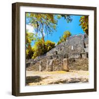 ¡Viva Mexico! Square Collection - Ruins of the ancient Mayan City of Calakmul with Fall Colors-Philippe Hugonnard-Framed Photographic Print