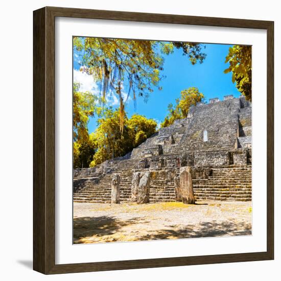 ¡Viva Mexico! Square Collection - Ruins of the ancient Mayan City of Calakmul with Fall Colors-Philippe Hugonnard-Framed Photographic Print