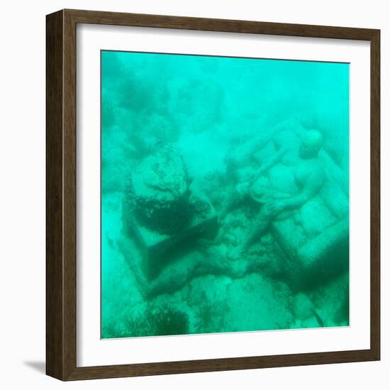 ¡Viva Mexico! Square Collection - Sculptures at bottom of sea in Cancun III-Philippe Hugonnard-Framed Photographic Print