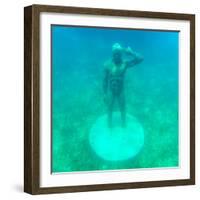 ¡Viva Mexico! Square Collection - Sculptures at bottom of sea in Cancun-Philippe Hugonnard-Framed Photographic Print