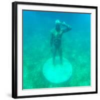 ¡Viva Mexico! Square Collection - Sculptures at bottom of sea in Cancun-Philippe Hugonnard-Framed Photographic Print