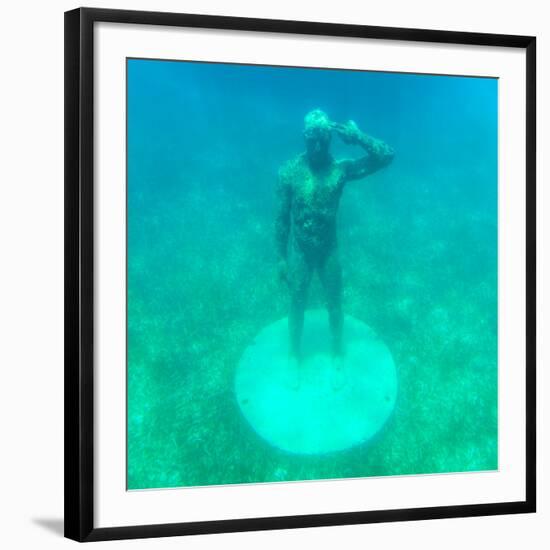 ¡Viva Mexico! Square Collection - Sculptures at bottom of sea in Cancun-Philippe Hugonnard-Framed Photographic Print