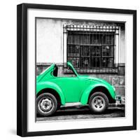 ¡Viva Mexico! Square Collection - Small Coral Green VW Beetle Car-Philippe Hugonnard-Framed Photographic Print