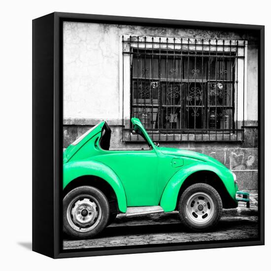 ¡Viva Mexico! Square Collection - Small Coral Green VW Beetle Car-Philippe Hugonnard-Framed Stretched Canvas