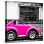 ¡Viva Mexico! Square Collection - Small Deep Pink VW Beetle Car-Philippe Hugonnard-Stretched Canvas