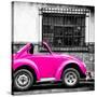 ¡Viva Mexico! Square Collection - Small Deep Pink VW Beetle Car-Philippe Hugonnard-Stretched Canvas