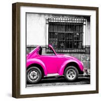 ¡Viva Mexico! Square Collection - Small Deep Pink VW Beetle Car-Philippe Hugonnard-Framed Photographic Print