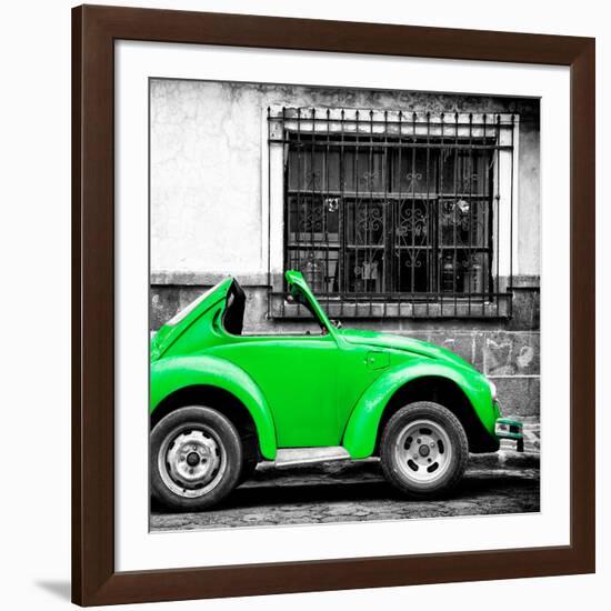 ¡Viva Mexico! Square Collection - Small Green VW Beetle Car-Philippe Hugonnard-Framed Photographic Print