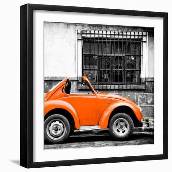 ¡Viva Mexico! Square Collection - Small Orange VW Beetle Car-Philippe Hugonnard-Framed Photographic Print