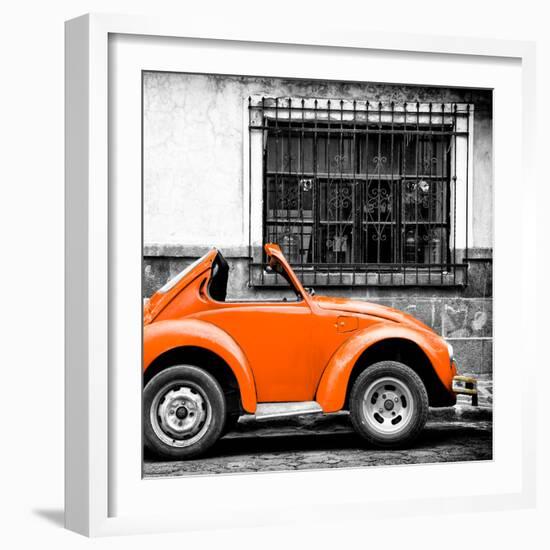 ¡Viva Mexico! Square Collection - Small Orange VW Beetle Car-Philippe Hugonnard-Framed Photographic Print