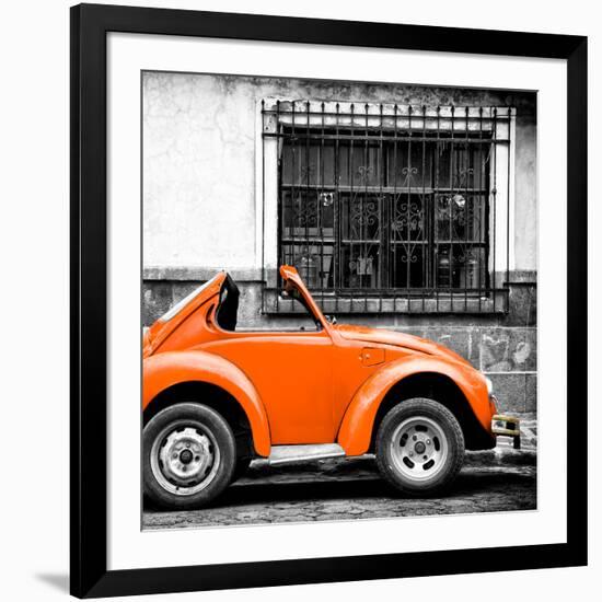 ¡Viva Mexico! Square Collection - Small Orange VW Beetle Car-Philippe Hugonnard-Framed Photographic Print