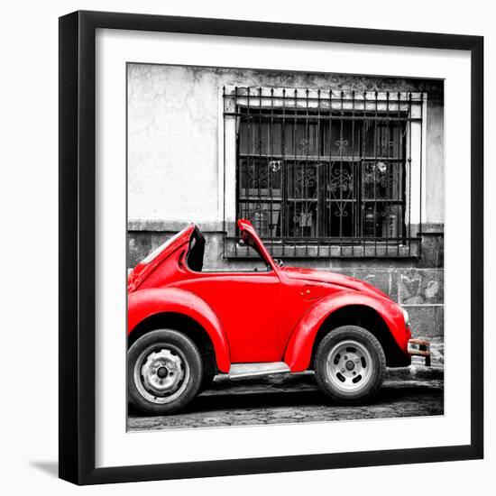 ¡Viva Mexico! Square Collection - Small Red VW Beetle Car-Philippe Hugonnard-Framed Photographic Print