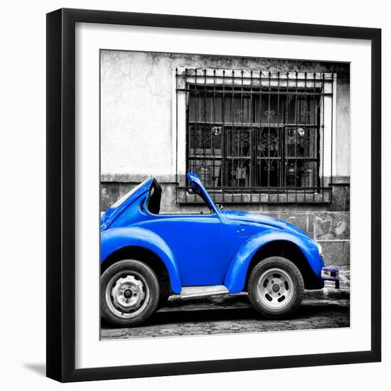 ¡Viva Mexico! Square Collection - Small Royal Blue VW Beetle Car-Philippe Hugonnard-Framed Photographic Print