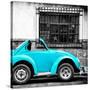 ¡Viva Mexico! Square Collection - Small Turquoise VW Beetle Car-Philippe Hugonnard-Stretched Canvas