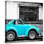 ¡Viva Mexico! Square Collection - Small Turquoise VW Beetle Car-Philippe Hugonnard-Stretched Canvas