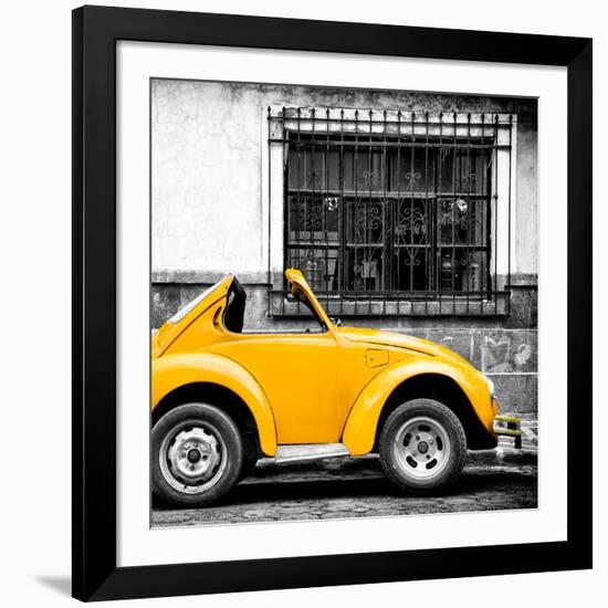 ¡Viva Mexico! Square Collection - Small Yellow VW Beetle Car-Philippe Hugonnard-Framed Photographic Print