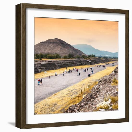 ¡Viva Mexico! Square Collection - Teotihuacan Pyramids at Sunset-Philippe Hugonnard-Framed Photographic Print