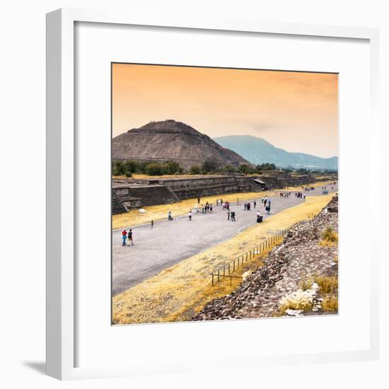 ¡Viva Mexico! Square Collection - Teotihuacan Pyramids at Sunset-Philippe Hugonnard-Framed Photographic Print