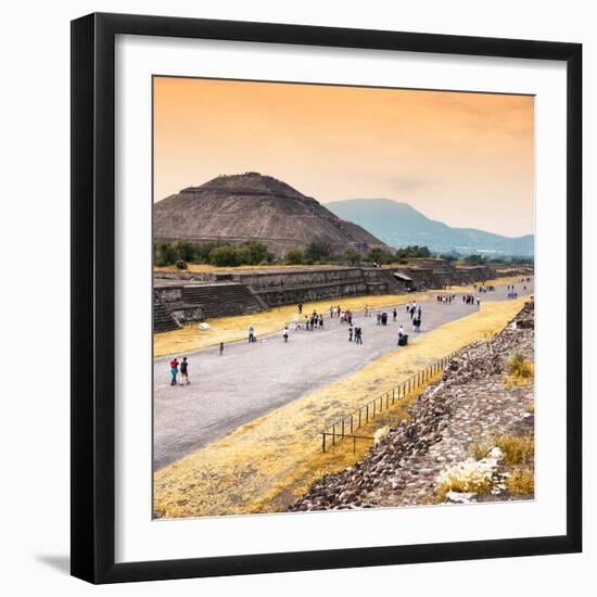 ¡Viva Mexico! Square Collection - Teotihuacan Pyramids at Sunset-Philippe Hugonnard-Framed Photographic Print