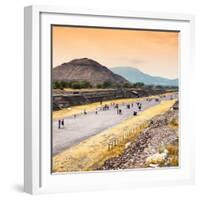 ¡Viva Mexico! Square Collection - Teotihuacan Pyramids at Sunset-Philippe Hugonnard-Framed Photographic Print