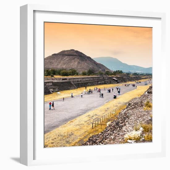 ¡Viva Mexico! Square Collection - Teotihuacan Pyramids at Sunset-Philippe Hugonnard-Framed Photographic Print