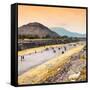 ¡Viva Mexico! Square Collection - Teotihuacan Pyramids at Sunset-Philippe Hugonnard-Framed Stretched Canvas