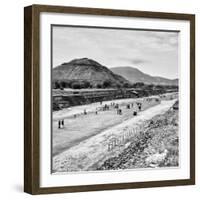 ¡Viva Mexico! Square Collection - Teotihuacan Pyramids B&W-Philippe Hugonnard-Framed Photographic Print