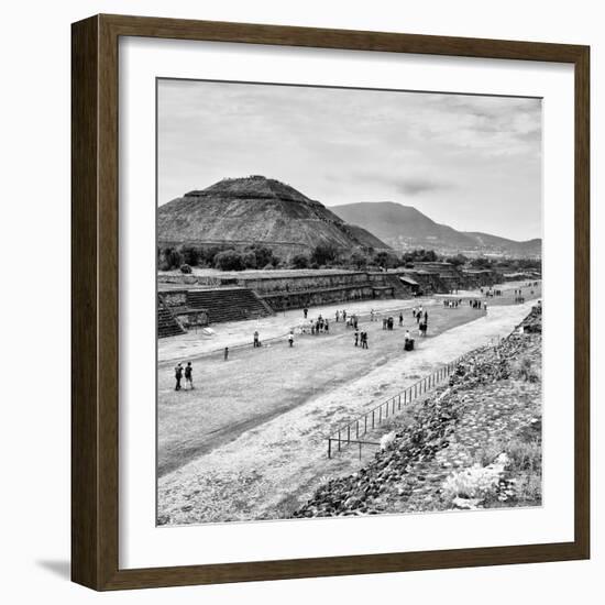 ¡Viva Mexico! Square Collection - Teotihuacan Pyramids B&W-Philippe Hugonnard-Framed Photographic Print