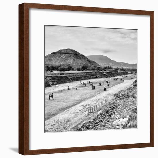 ¡Viva Mexico! Square Collection - Teotihuacan Pyramids B&W-Philippe Hugonnard-Framed Photographic Print