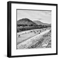 ¡Viva Mexico! Square Collection - Teotihuacan Pyramids B&W-Philippe Hugonnard-Framed Photographic Print