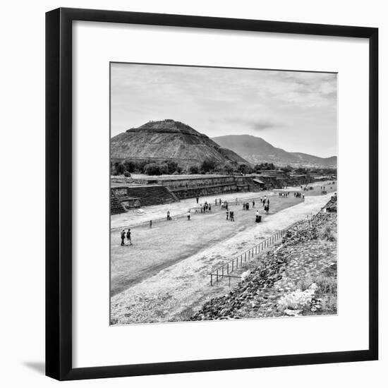 ¡Viva Mexico! Square Collection - Teotihuacan Pyramids B&W-Philippe Hugonnard-Framed Photographic Print