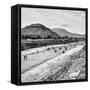 ¡Viva Mexico! Square Collection - Teotihuacan Pyramids B&W-Philippe Hugonnard-Framed Stretched Canvas