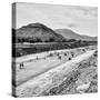 ¡Viva Mexico! Square Collection - Teotihuacan Pyramids B&W-Philippe Hugonnard-Stretched Canvas