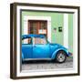¡Viva Mexico! Square Collection - The Blue VW Beetle Car with Green Street Wall-Philippe Hugonnard-Framed Photographic Print