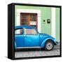 ¡Viva Mexico! Square Collection - The Blue VW Beetle Car with Green Street Wall-Philippe Hugonnard-Framed Stretched Canvas